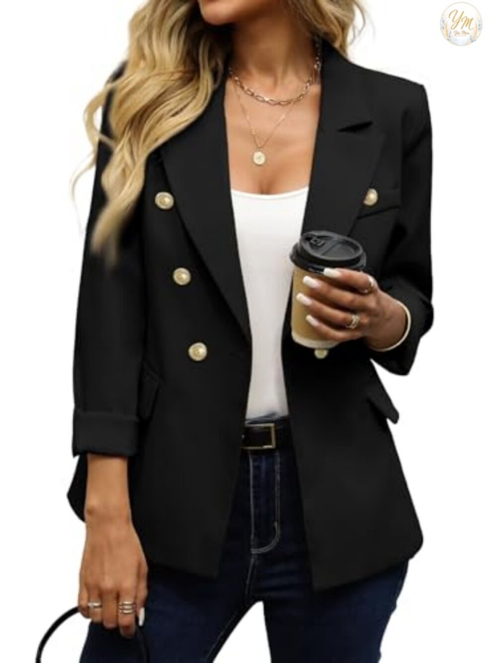Women's Business Casual Slim Fit Blazer Polyester Notch Collar Double Breasted